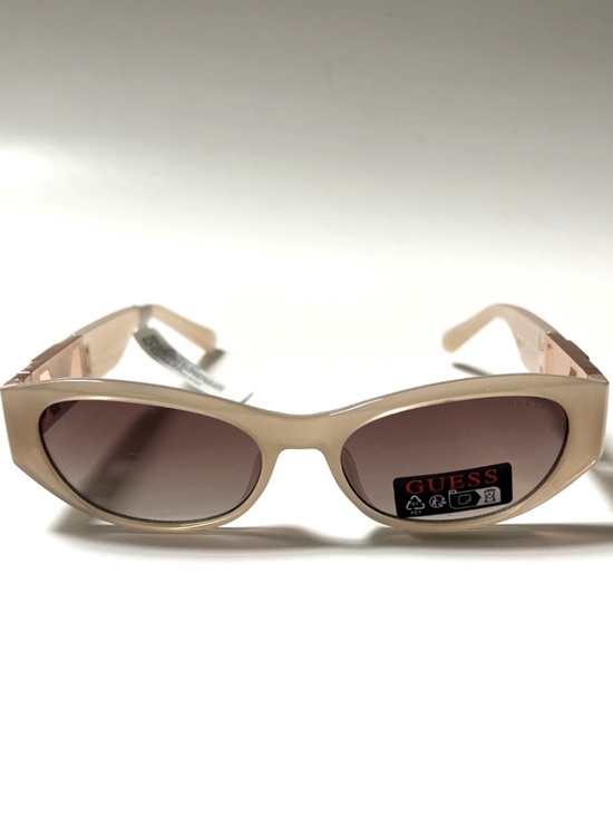 New GUESS Slim Sunglasses GO00087 Acetate Milky Nude Gold Logo Brown Lens main image 5